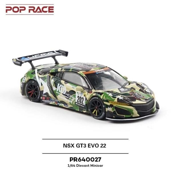 0027.2 Pop Race 1/64 Honda NSX Gt3 Evo22 KCMG Bathing Ape Pr640027