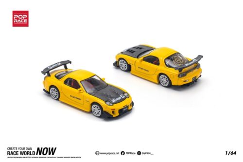 Pop Race 1/64 Mazda Rx7 (FD) Re-Amemiya Widebody Yellow PR640116