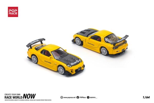 Pop Race 1/64 Mazda Rx7 (FD) Re-Amemiya Widebody Yellow PR640116