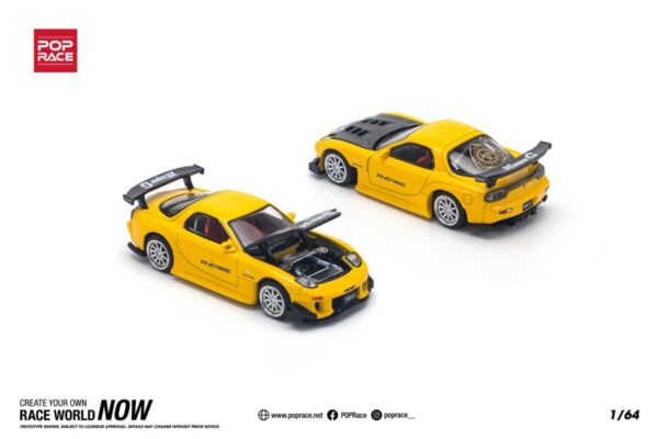 Pop Race 1/64 Mazda Rx7 (FD) Re-Amemiya Widebody Yellow PR640116