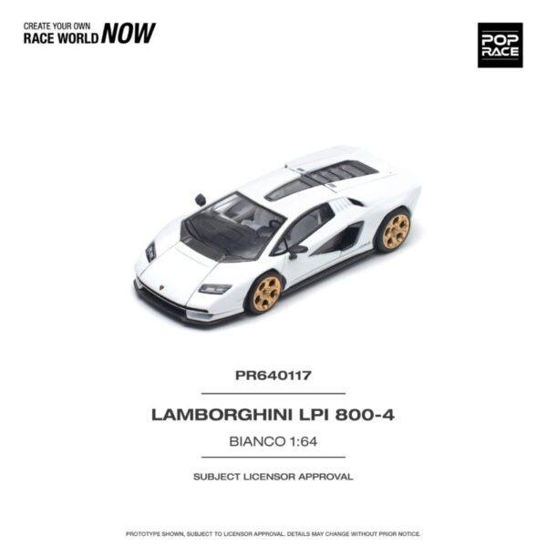 Pop Race 1/64 Lamborghini Countach Lpi 800-4 Bianco PR640117