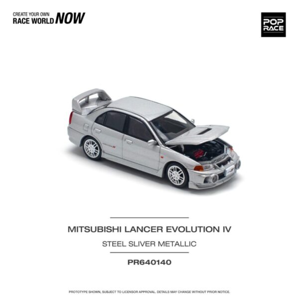 Pop Race 1/64 Mitsubishi Lancer Evolution IV Steel Silver Metallic PR640140