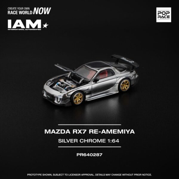 0287.1 Pop Race 1/64 Mazda Rx7 Re Amemiya Chrome (IAM Surabaya Exclusive) PR640287