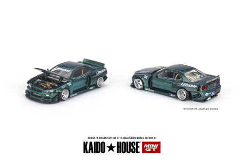 Mini GT Kaido House Nissan Skyline GT-R (R34) Kaido Works GReddy V1