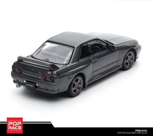 Pop Race GTR R32 Gun Grey Metallic PR64-0101