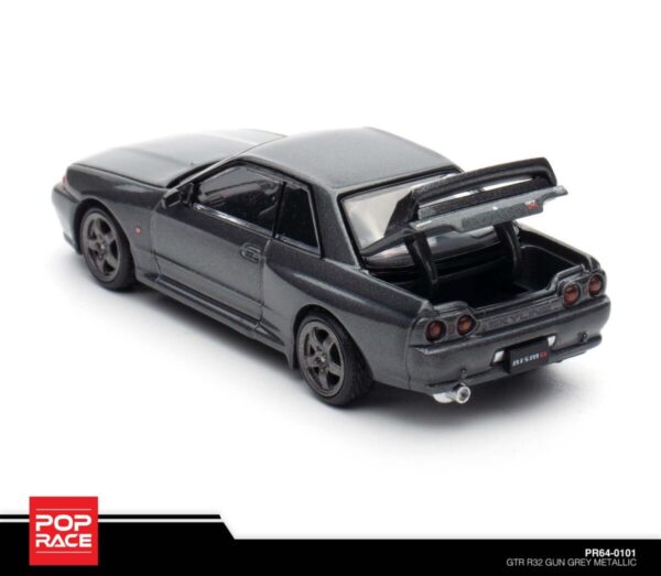 Pop Race GTR R32 Gun Grey Metallic PR64-0101