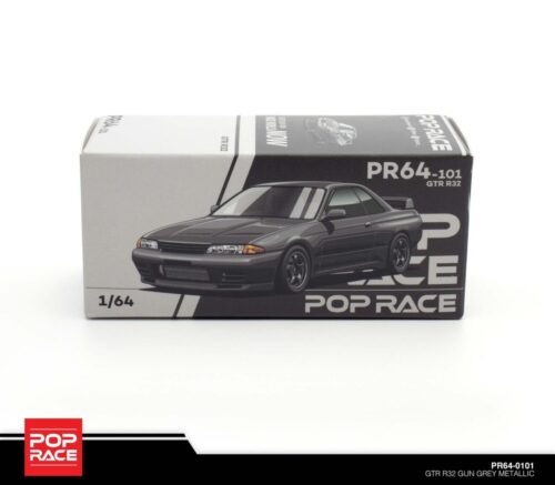 Pop Race GTR R32 Gun Grey Metallic PR64-0101