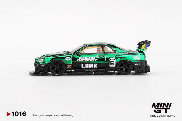 1016.3 Mini Gt Nissan LB-ER34 Super Silhouette SKYLINE Green Chrome 2025 Salão DieCast 6 2025 Salão DieCast 6 Event Exclusive