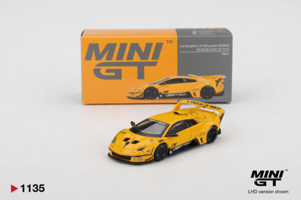 1135 Mini GT 1/64 LB-Silhouette WORKS MURCIELAGO GT Evo Yellow MGT01135