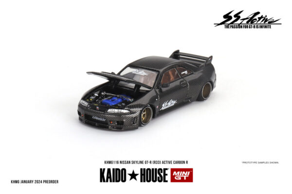 Mini GT Kaido House Nissan Skyline GT-R (R33) Active Carbon R