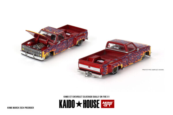 Mini GT Kaido House Chevrolet Silverado Dually on Fire V1
