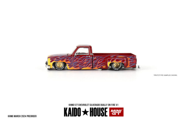 Mini GT Kaido House Chevrolet Silverado Dually on Fire V1