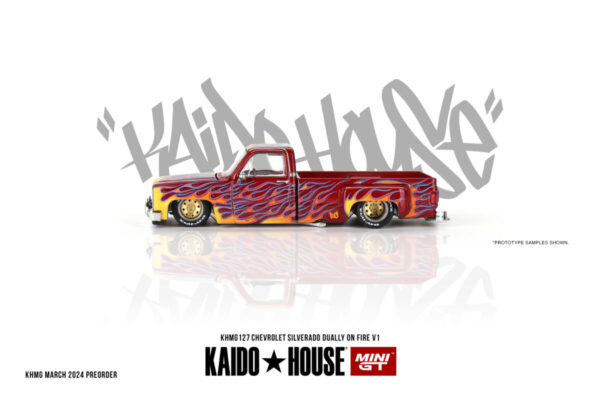 Mini GT Kaido House Chevrolet Silverado Dually on Fire V1
