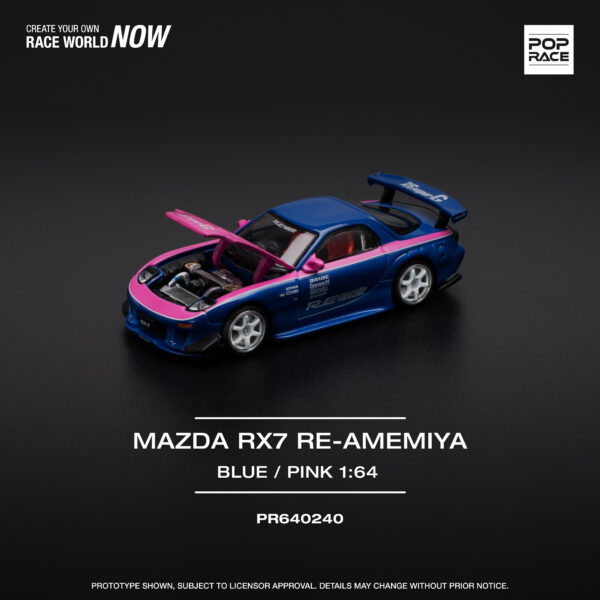 15 Pop Race 1/64 Mazda Rx7 RE-Amemiya Blue/Pink PR640240