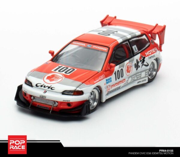 POP Race 1:64 Diecast Model Car - Pandem Civic EG6 v1.5 Idemitsu MOTION Inifinite (2024 ALL IN TUNING)