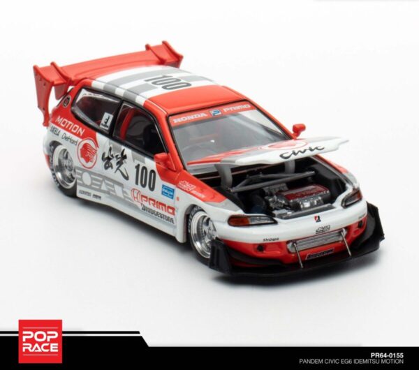 POP Race 1:64 Diecast Model Car - Pandem Civic EG6 v1.5 Idemitsu MOTION Inifinite (2024 ALL IN TUNING)
