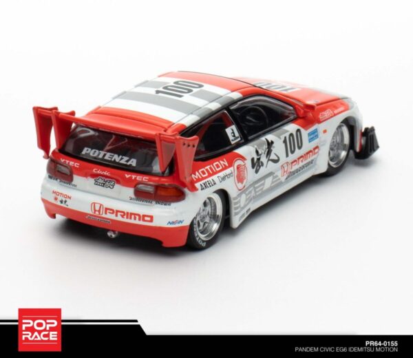 POP Race 1:64 Diecast Model Car - Pandem Civic EG6 v1.5 Idemitsu MOTION Inifinite (2024 ALL IN TUNING)