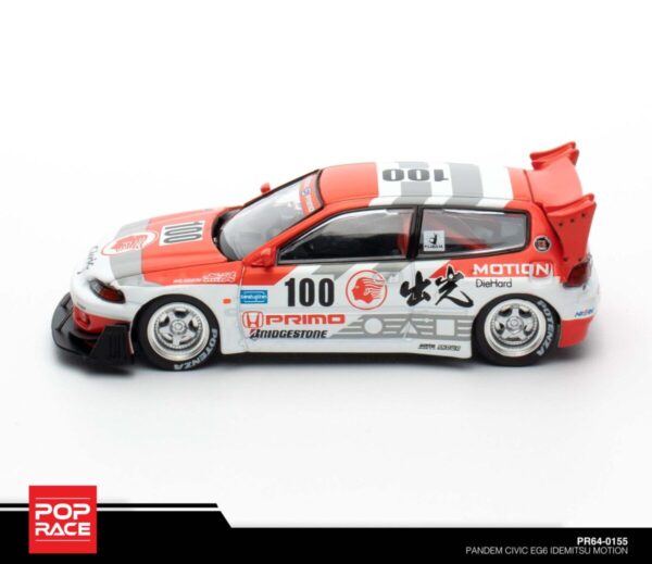 POP Race 1:64 Diecast Model Car - Pandem Civic EG6 v1.5 Idemitsu MOTION Inifinite (2024 ALL IN TUNING)