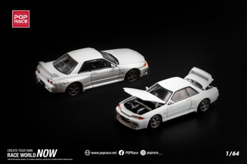 Pop Race 1/64 GT-R R32 Crystal White PR640157
