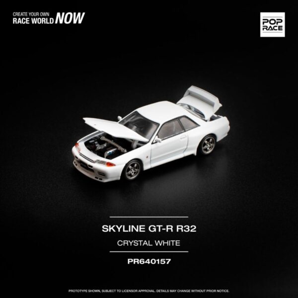 Pop Race 1/64 GT-R R32 Crystal White PR640157
