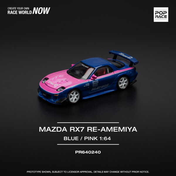 16 Pop Race 1/64 Mazda Rx7 RE-Amemiya Blue/Pink PR640240