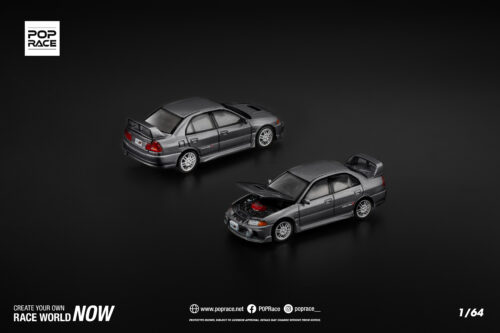 2 (6) Pop Race 1/64 Mitsubishi Lancer Evolution IV Dark Grey PR640327