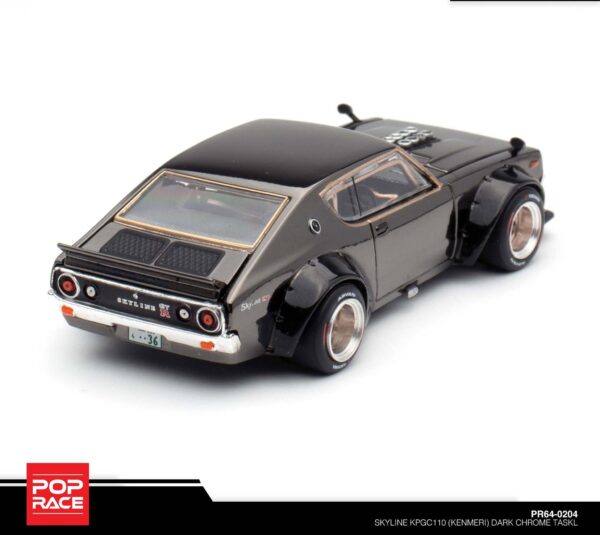 204.5 Pop Race 1/64 Skyline KPGC110 (Kenmeri) Dark Chrome TASKL PR64-0204