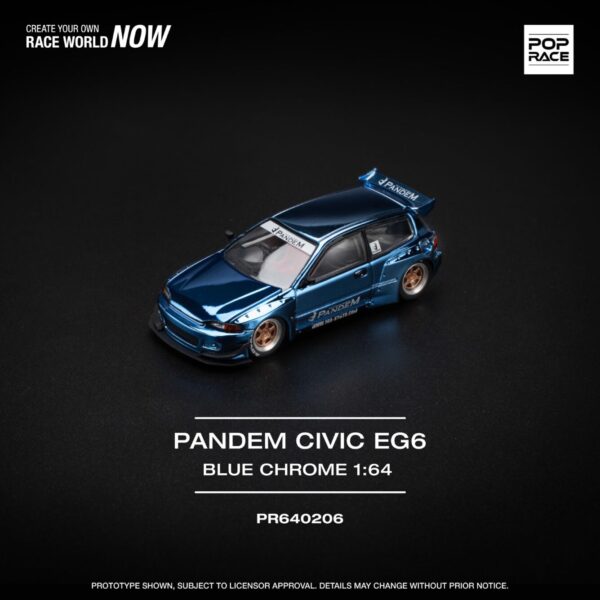 206.1 Pop Race 1/64 Pandem Civic EG6 Blue Chrome PR640206