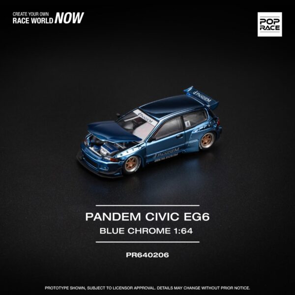 206.2 Pop Race 1/64 Pandem Civic EG6 Blue Chrome PR640206
