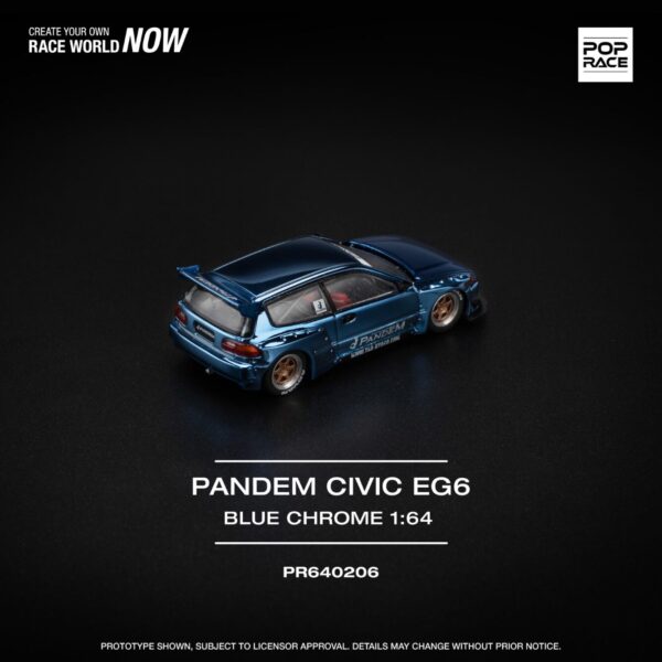 206.3 Pop Race 1/64 Pandem Civic EG6 Blue Chrome PR640206