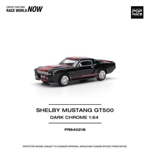 218 Pop Race 1/64 1967 Shelby Mustang GT500 Dark Chrome PR640218