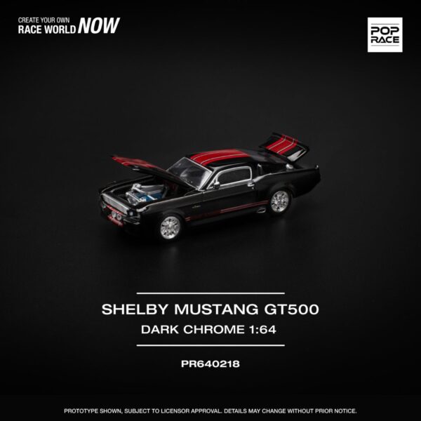 218.4 Pop Race 1/64 1967 Shelby Mustang GT500 Dark Chrome PR640218