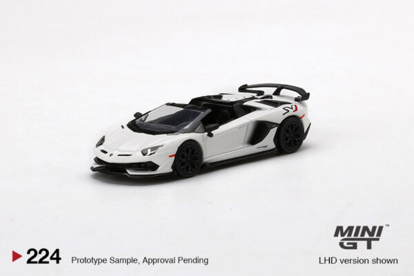 Mini GT Lamborghini Aventador SVJ Roadster Bianco Canopus