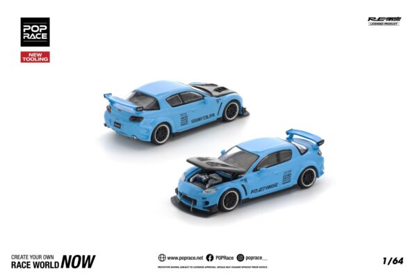 270.1 Pop Race 1/64 Mazda RX8 RE-Amemiya Light Blue PR640270
