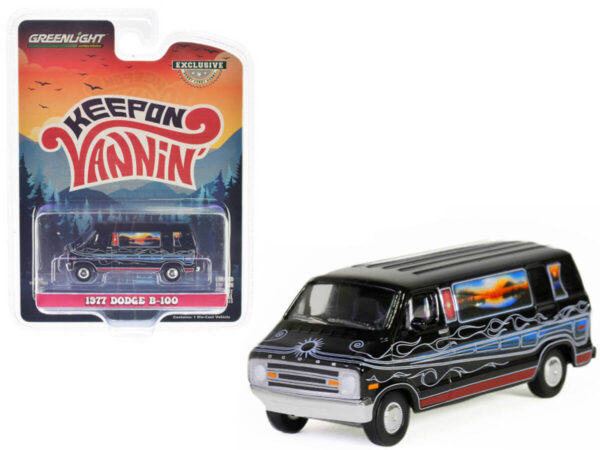Greenlight 1/64 Vannin' - 1977 Dodge B-100 Custom Van - Mountain Sunrise Decoration 30475