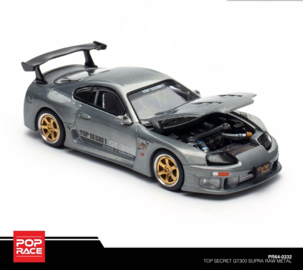 332.1 Pop Race 1/64 Top Secret GT300 Supra Raw Metal VDX Exclusive! PR64-0332