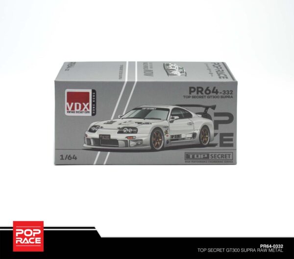 332.4 Pop Race 1/64 Top Secret GT300 Supra Raw Metal VDX Exclusive! PR64-0332