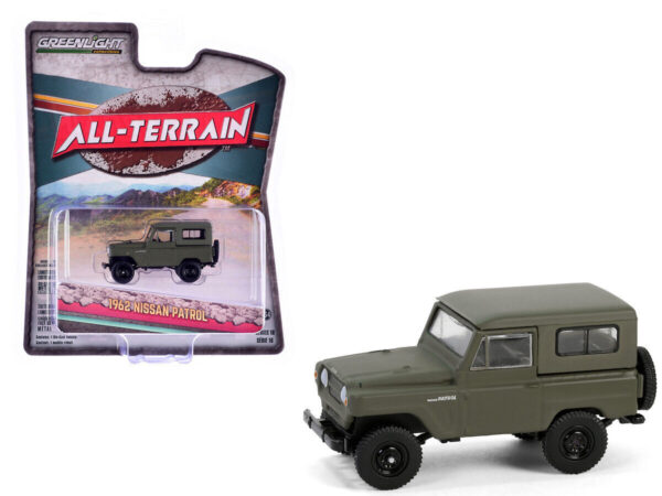 1962 NISSAN PATROL MATT OLIVE GREEN 1/64 DIECAST MODEL BY GREENLIGHT 35290 A