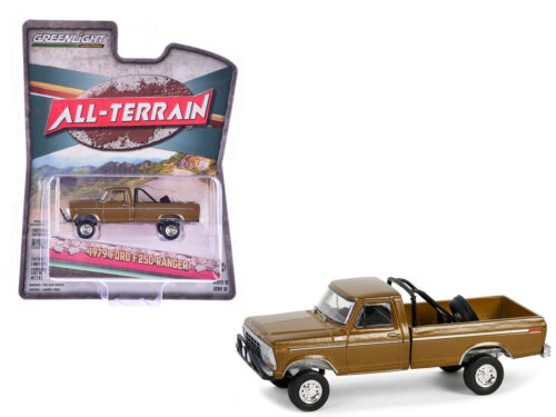 1979 Ford F250 Ranger Lifted with Rollbar Mounted Spare Tire - All-terrain Series 16 - 1/64 Greenlight - 35290 D