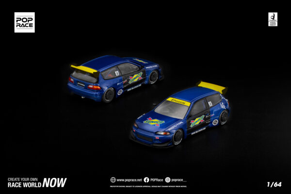 4 (11) Pop Race 1/64 Pandem Civic Eg6 Blue PR640365