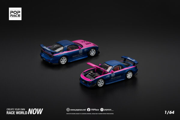 4 (8) Pop Race 1/64 Mazda Rx7 RE-Amemiya Blue/Pink PR640240