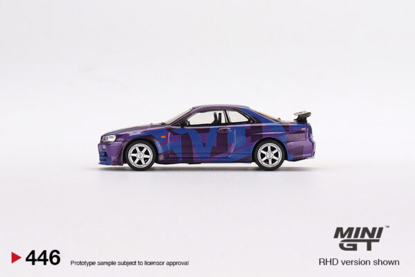 Mini GT Nissan Skyline GT-R (R34) V-Spec II MINI GT Digital Camouflage Purple