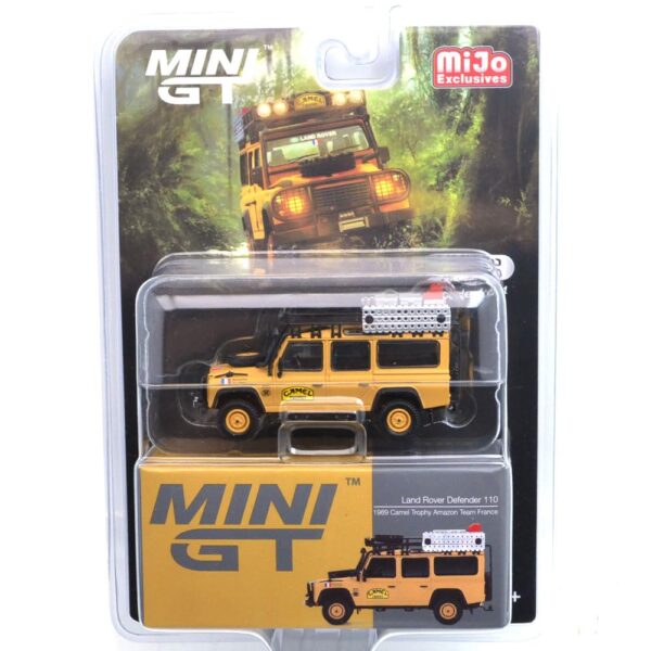 MINI GT 1:64 Scale USA MiJo Exclusive Land Rover Defender 110 Camel Trophy Amazon 1989 Team France
