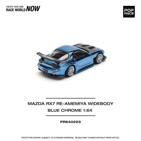 6 (5) Pop Race 1/64 MAZDA RX7 RE-AMEMIYA WIDEBODY BLUE CHROME PR640223