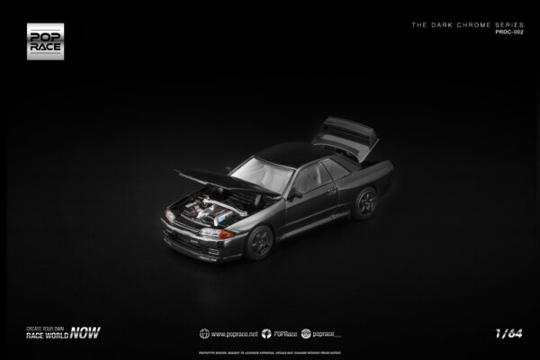 6 (9) Pop Race 1/64 Gtr R32 PRDC002 Dark Chrome Series