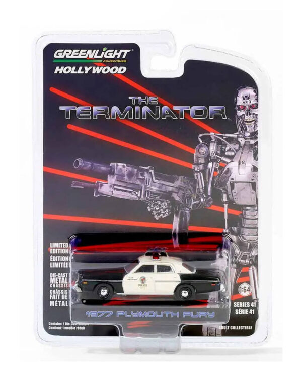 Greenlight 1/64 Hollywood Series 41- 1977 Plymouth Fury Metropolitan Police - The Terminator (1984) 62020-A