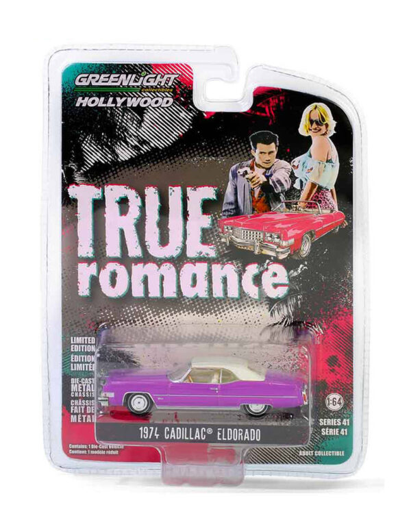 Greenlight 1/64 Hollywood Series 41- Clarence and Alabama 1974 Cadillac Eldorado Convertible (Top Up) - True Romance (1993) 62020-B