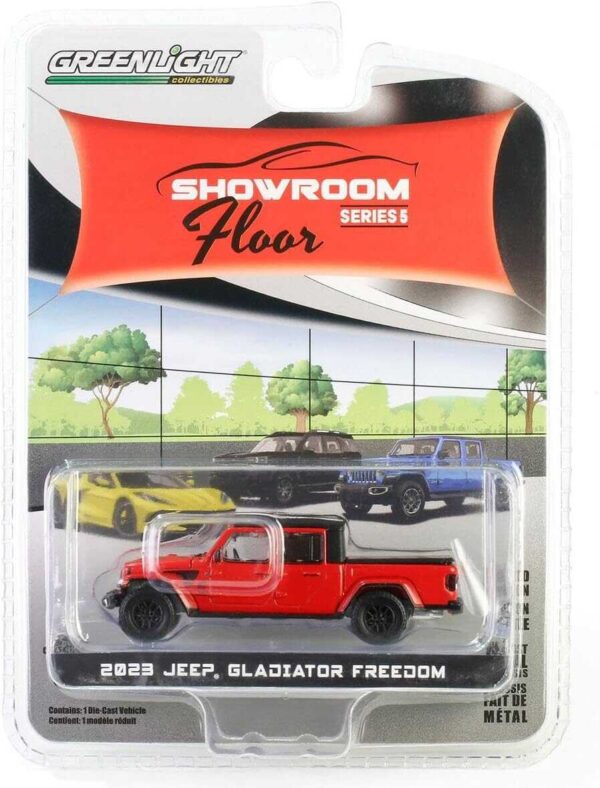 68050-b Greenlight 1/64 2023 Jeep Gladiator Freedom Red Showroom Floor Series 5 68050-B