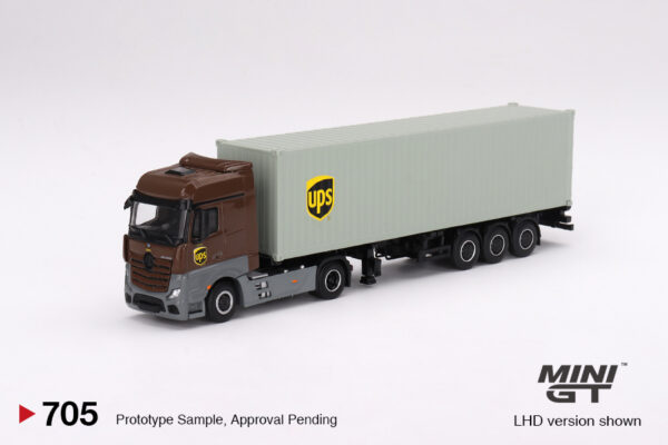 Mini GT 1/64 Mercedes-Benz Actros w/ 40 Ft Container " UPS Europe"