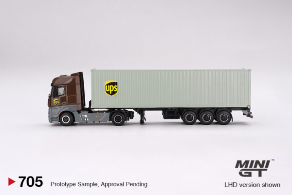 Mini GT 1/64 Mercedes-Benz Actros w/ 40 Ft Container " UPS Europe"